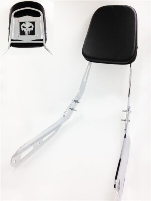 Skull Backrest Sissy Bar with Leather Pad For 2003-2009 Honda VTX 1300N 1300R 13