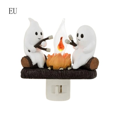 Ghost Campfire Flickering Nightlight,Fire Marshmallow Night Light Halloween TD