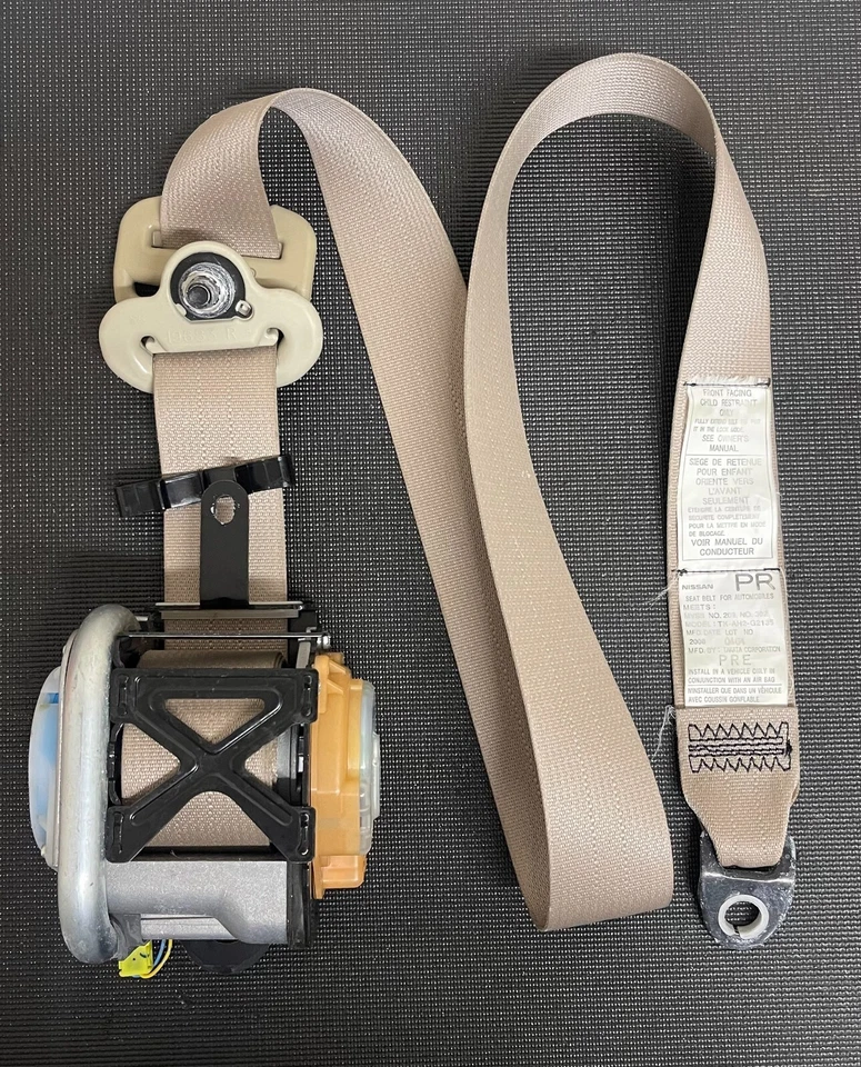 2009 2010 2011 2012 Nissan Murano Front RIGHT PASSENGER Side Seat Belt TAN OEM - Image 3 of 4