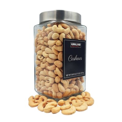 Kirkland Signature Black Label Premier Cashews 38oz in Beautiful Glass Jar FRESH