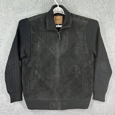 Genuine Original Windbreaker Textured Leather Jacket Mens L Black