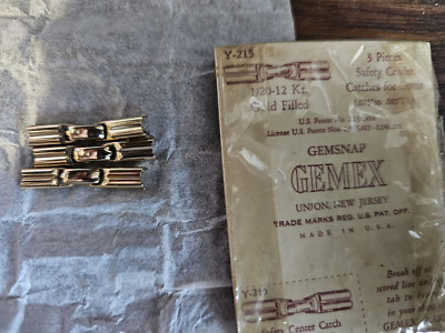 3 Vintage Gemex 12 kt Yellow Gold Filled Center Clasps For Cord Watch Bands- New