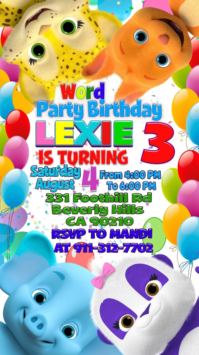 Word Party invitation Word party birthday invite Digital invite