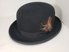 STETSON DERBY FUR FELT HAT BLACK MADE IN USA  BOWLER 
