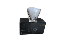 Joy JOLT Atlas Old Fashioned Whiskey Glasses Lead Free Crystal 10.8 Oz Set of 2