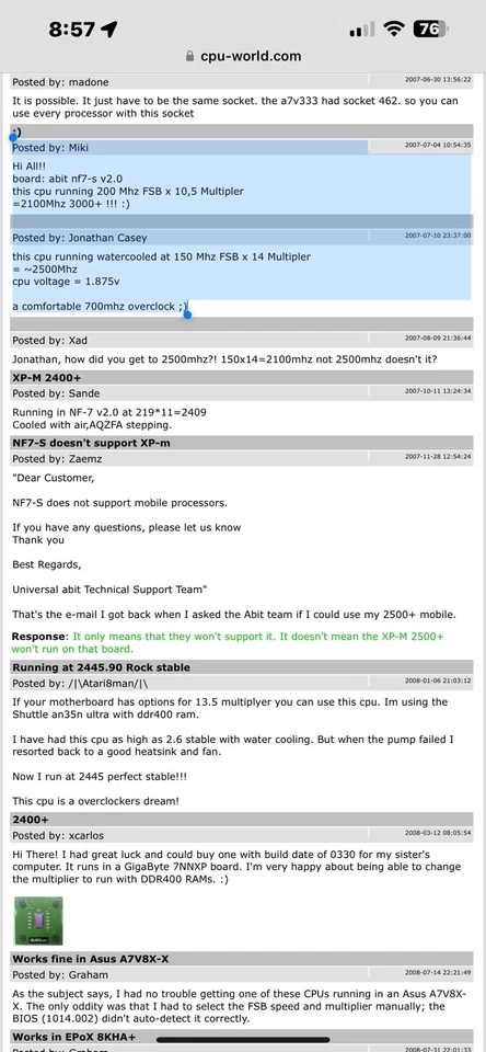 RARE NEW UNLOCKED AMD Athlon XP-M 2400+ AXMH2400FQQ4C 1.8GHz Socket A K7 462 CPU - Image 4 of 4