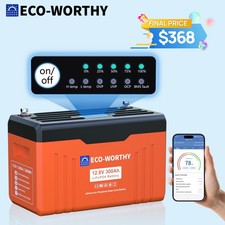 ECO-WORTHY 12V 300AH 3840Wh LiFePO4 Lithium Battery With SOC Display Bluetooth