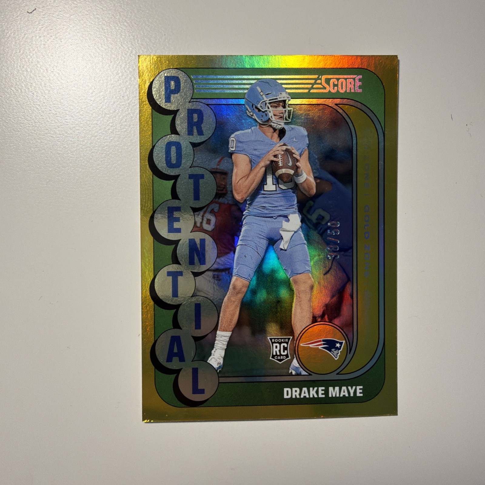 Drake Maye 2024 Score #2 Protential Gold Zone #/50 Rookie RC Patriots