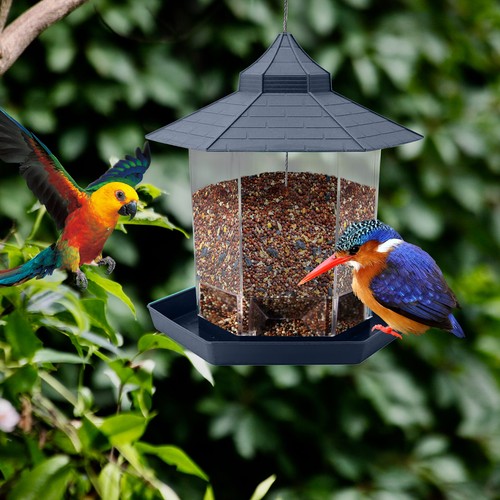 Hanging Bird Feeder Gazebo Wild Bird Feeders Shaped With Roof For Ga HOT - Picture 4 of 6