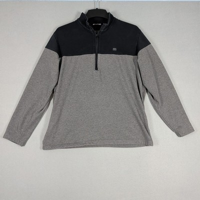 Travis Mathew Pullover Mens Large Gray Black 1/4 Zip Sweatshirt Golf Activewear