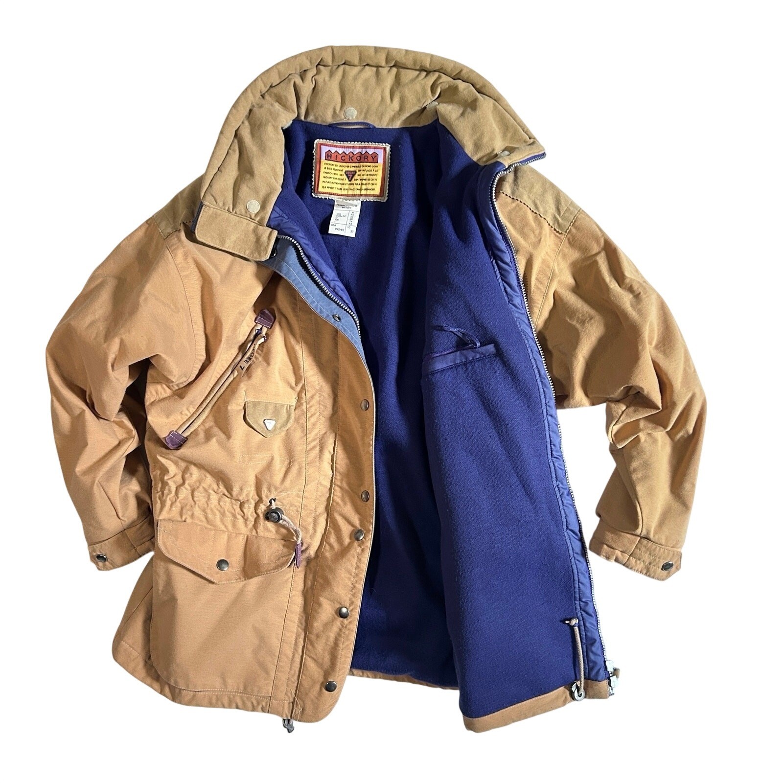 VTG Hickory Degre 7 Ski Jacket Made France Parka Canvas Fleece Lined Tan Large image 2