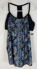 NWT Women s TYR Botanic Shea 2 In 1 Tank Swimwear Suit Black Blue Size S 4/6