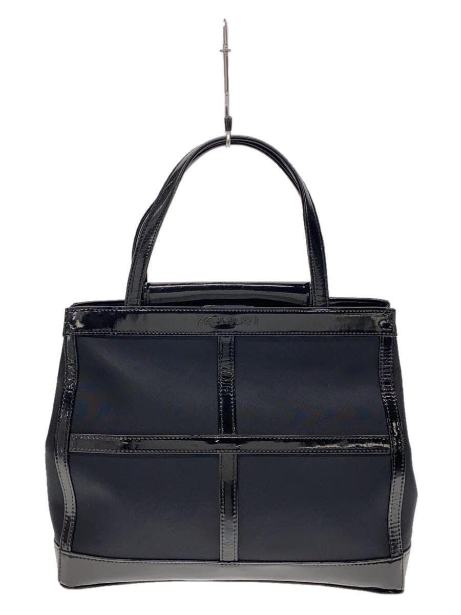Borsa tote YVES SAINT LAURENT nylon nero smalto tinta unita usata