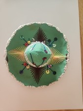 Mini Small Mexican Mariachi 5 1/2" Hat Sombrero Souvenir Velvet Green / Mint