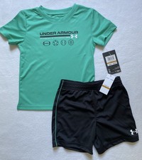 UNDER ARMOUR UA TODDLERS BOYS Teal Green Athletic Shirt and Shorts SET Sz 3T NWT