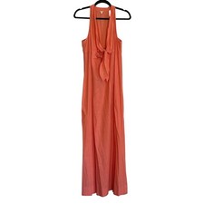 J.Crew Coral Pink Halter Tie Front Maxi Dress Size S 24489 SP10 Summer Vacation
