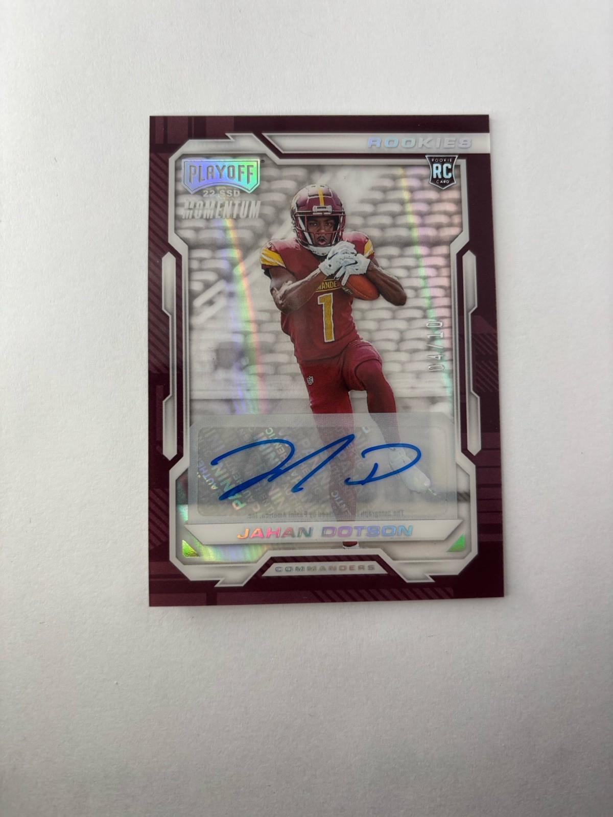 2022 Chronicles Playoff Momentum Rookies Jahan Dotson Auto #PMR-10 /10 SSP