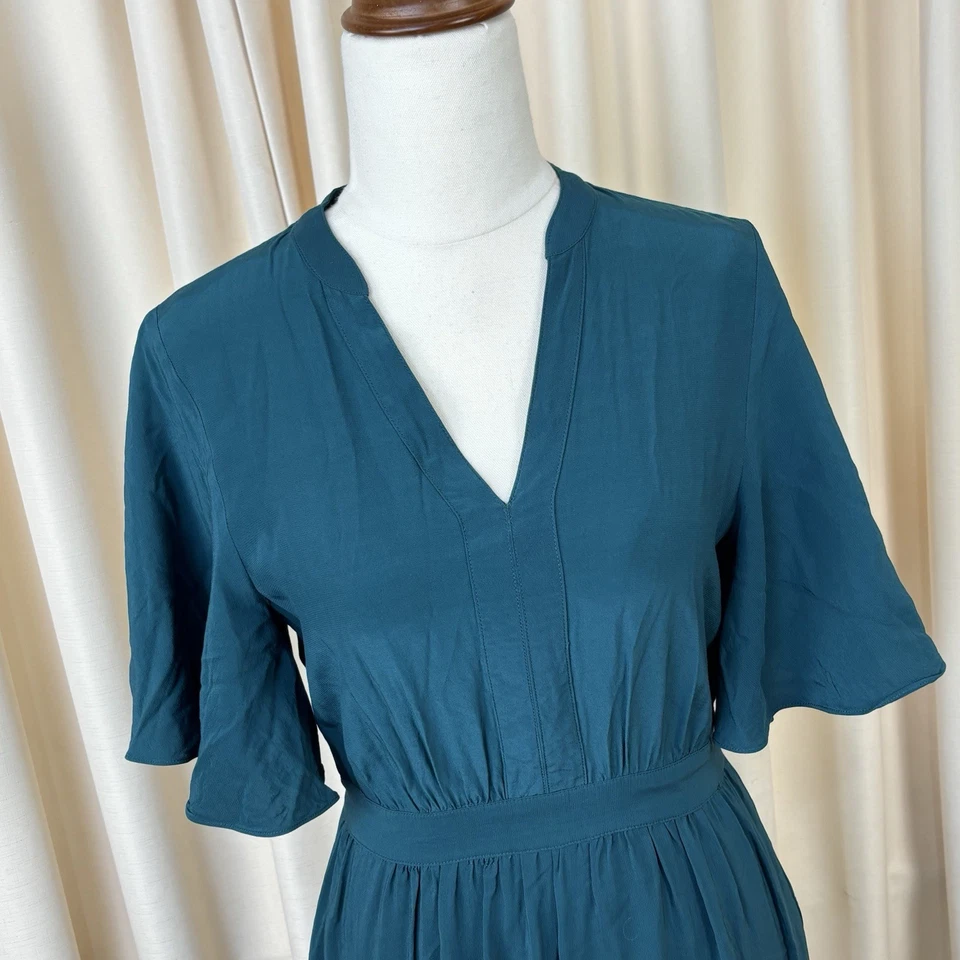 Witchery Womens Midi Dress Green Tiered Fit and Flare Size 6 - image 2 of 4