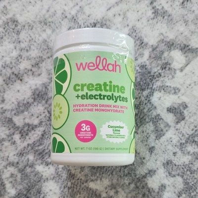 Wellah Creatine + Electrolytes Cucumber Lime Powder 7 oz Exp 01/2029