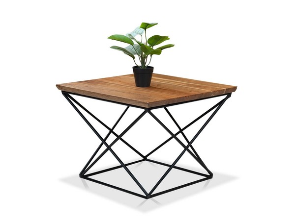 Couchtisch Wohnzimmertisch Graz Metallgestell Massivholz Akazienholz 60X60 Cm-image