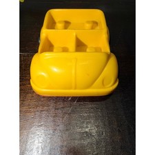 Vintage Kenner Tree Tots Family Car Yellow Plastic Toy Car Red Base Peg Seats