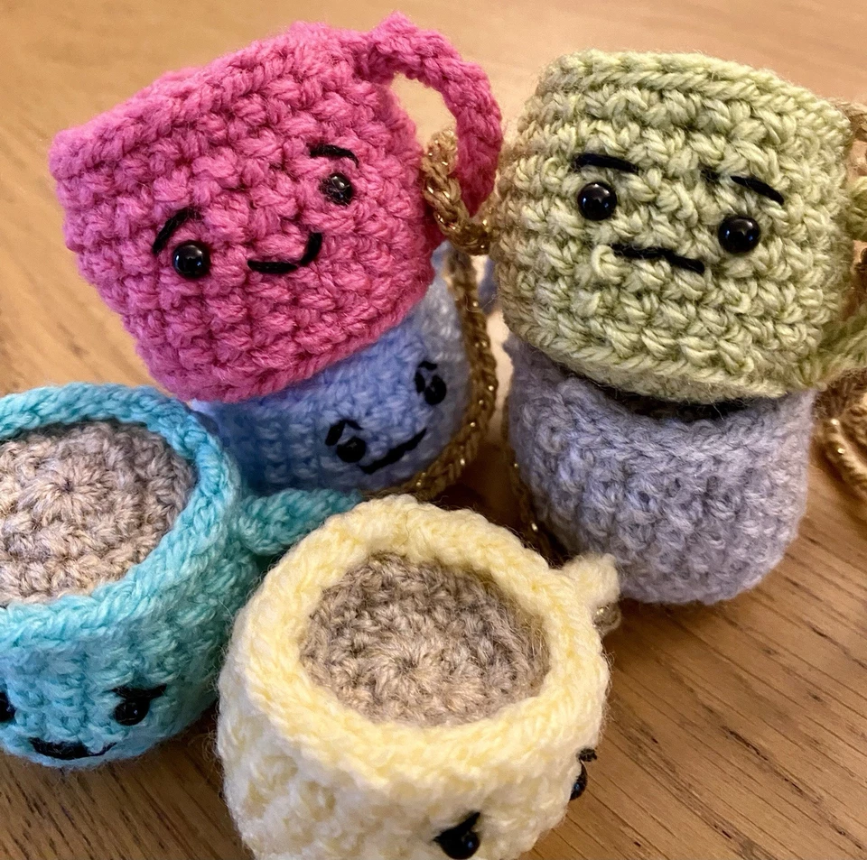 Handmade Crochet Miss Fits Coffee Cups X6 Bunting/ Garland - Image 3 of 4