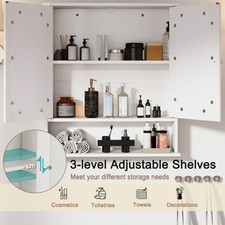 Medicine Cabinet with 2 Mirrored Doors Wall-Mounted Storage Organizer