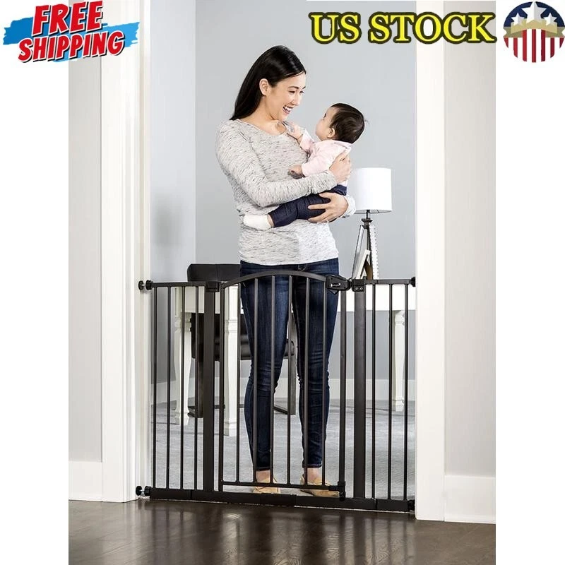 Arched Decor Walk Thru Baby Gate Adjustable Safety Gate W/ Extension Kits New