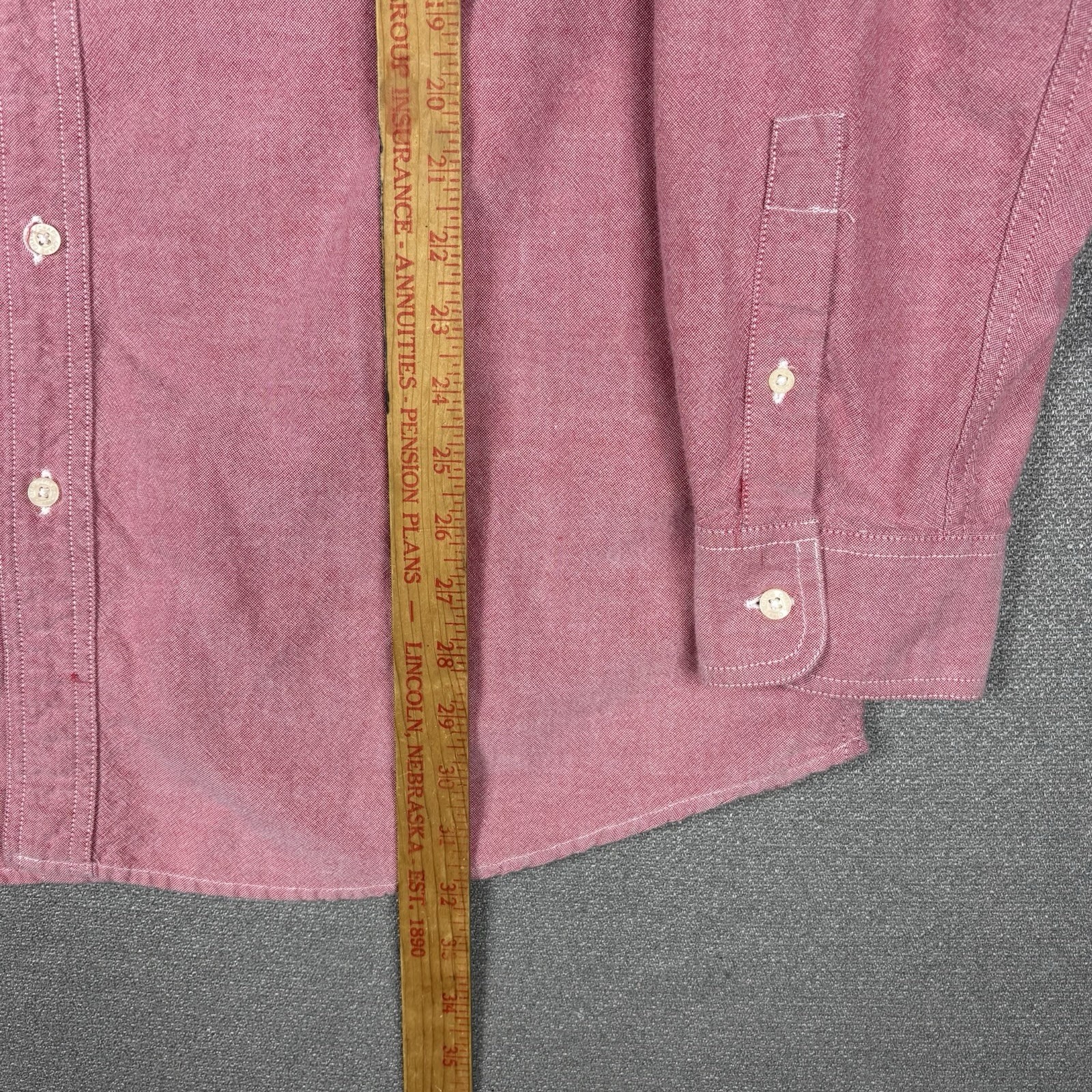 Chaps Long Sleeve Button Down Red Chambray Shirt … - image 2