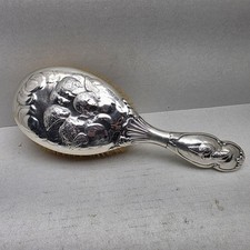 Antique 1898 William Comyns Sterling Silver Hairbrush Reynolds Angels London