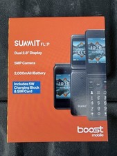 Boost Mobile Prepaid Summit Flip Phone, 8GB Black Sim-Included, New Sealed