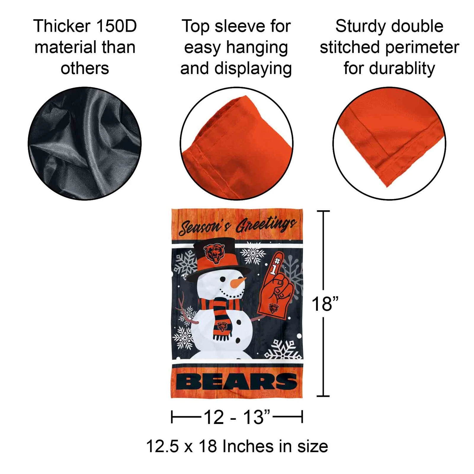 Chicago Bears Holiday Winter Snow Garden Yard Banner Flag