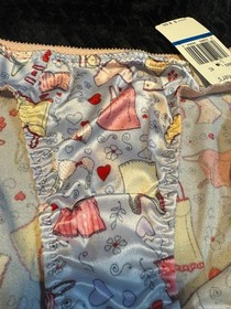 NWT VINTAGE WARNERS SECOND SKIN SATIN M BIKINI BLUE PATTERN NIGHTIE Y2K 90s