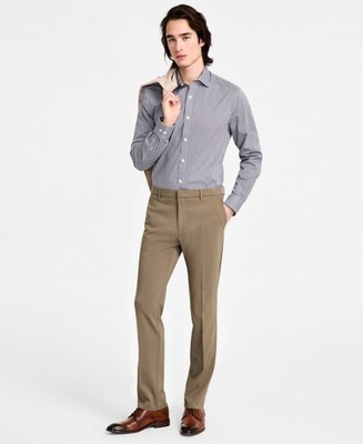 Tommy Hilfiger Modern-Fit Solid Dress Pants Men's 38Wx30L Sage Zip/Hook & Bar