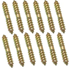 12pcs 6x40MM Dowel Screw Zinc Plated Iron Double Ended Self M6x40mm 