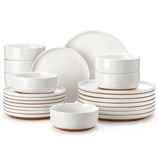Plates and Bowls Sets, 24 Pieces Modern Ceramic Dinnerware Set for 8 Kitchen ...