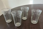 Set of 4 Hazel Atlas Florentine Poppy Crystal Clear Depression Iced Tea Glasses