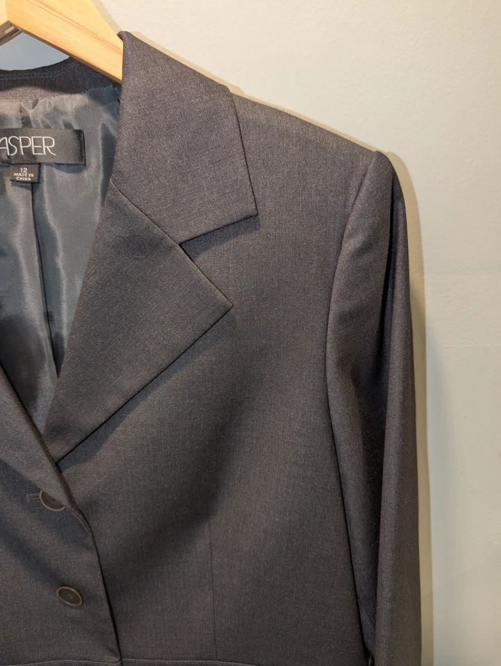 Kasper Womens Dark Gray Single-Breasted 2-Piece Pant Suit Set Size 12 - Image 3 of 4