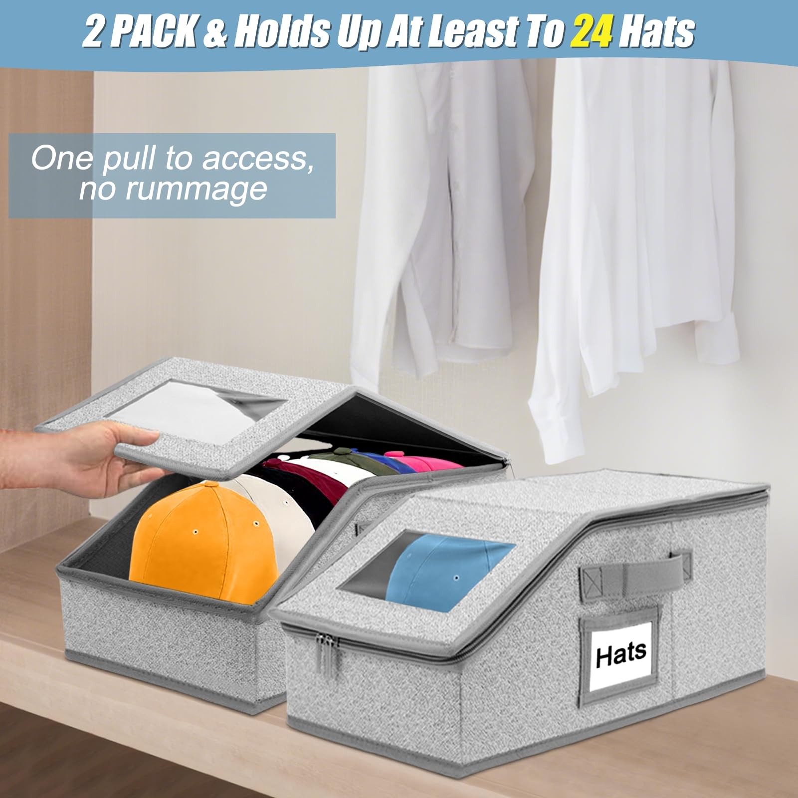 2 Pack Stackable Baseball Cap Organizer & Hat Sto… - image 2