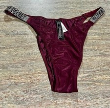 NWT VICTORIA'S SECRET BRAZILIAN Bling Panty LARGE. Burgundy