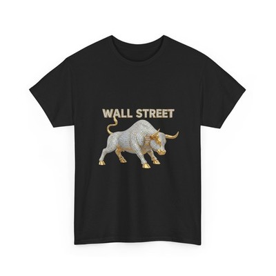 Wall Street Bull T-Shirt Charging Bull Graphic Tee Luxury Gold T-Shirt