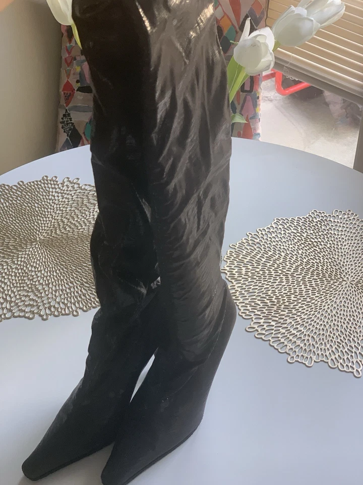 Bota Mujer Vintage Calzature Donna Miu Miu 65 Mm Punta Punta Color Carbón Foto 4 de 4