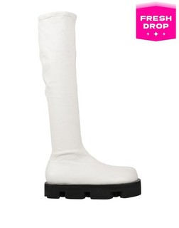 RRP €1090 JIL SANDER Leather Knee High Boots US8 UK5 EU38 White Made in Italy
