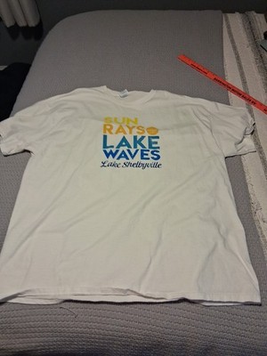 Lake Shelbyville Illinois IL ILL 2 XL T Shirt Sun Rays Andake Waves White