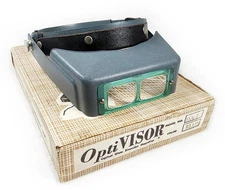 Vintage OptiVISOR DA-7 Optical Glass Headband Magnifier USA w/ Box – Near Mint