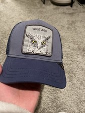 Goorin Bros Wise Ass Owl Farm Trucker Hat Flat Frame Blue Gray Snapback