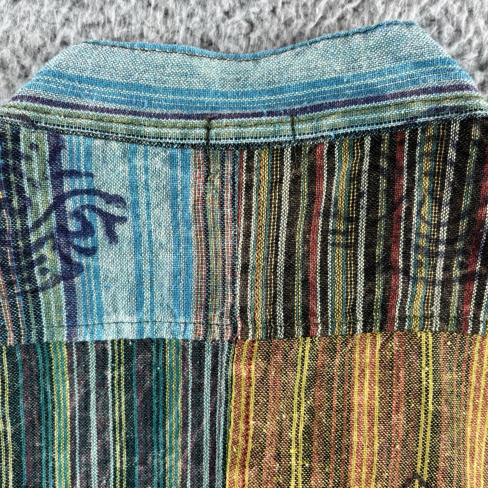 Rising International Patchwork Shirt Small Nepal … - image 8