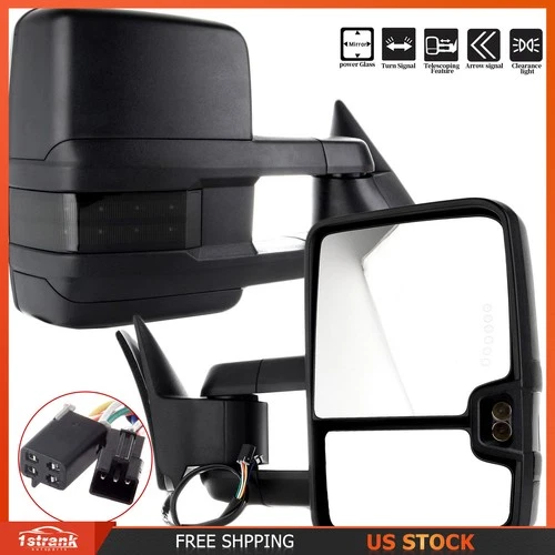 Power Side View Tow Mirrors Pair For 88-98 Chevy C/K 1500 2500 3500 LED Signal