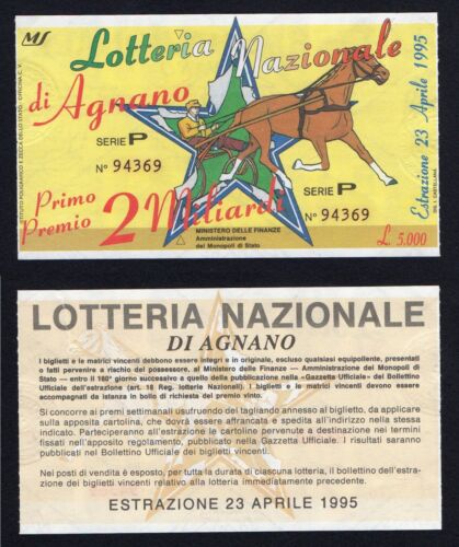Biglietto Lotteria Nazionale di Agnano 1995 - Foto 1 di 1