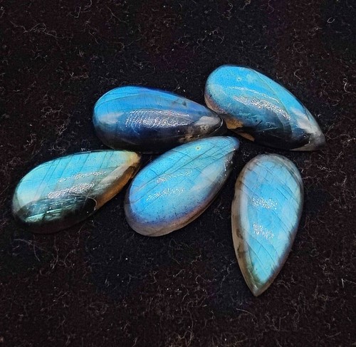 Natural Labradorite Cabochon Big Pear Shape Calibrated Loose Gemstones All Sizes - Picture 7 of 8